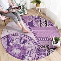 Samoa Siapo Elegant Round Carpet Hibiscus Violet Motifs - Polynesian Pride