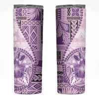Samoa Siapo Elegant Skinny Tumbler Hibiscus Violet Motifs - Polynesian Pride