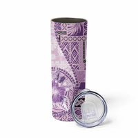 Samoa Siapo Elegant Skinny Tumbler Hibiscus Violet Motifs - Polynesian Pride