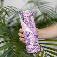 Samoa Siapo Elegant Skinny Tumbler Hibiscus Violet Motifs - Polynesian Pride
