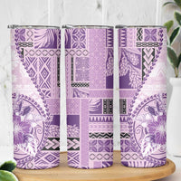 Samoa Siapo Elegant Skinny Tumbler Hibiscus Violet Motifs - Polynesian Pride