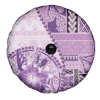 Samoa Siapo Elegant Spare Tire Cover Hibiscus Violet Motifs - Polynesian Pride
