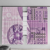 Samoa Siapo Elegant Window Curtain Hibiscus Violet Motifs - Polynesian Pride