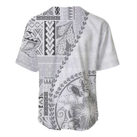 Samoa Siapo Elegant Baseball Jersey Hibiscus White Motifs - Polynesian Pride