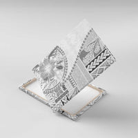 Samoa Siapo Elegant Canvas Wall Art Hibiscus White Motifs - Polynesian Pride