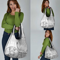 Samoa Siapo Elegant Grocery Bag Hibiscus White Motifs - Polynesian Pride