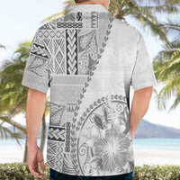Samoa Siapo Elegant Hawaiian Shirt Hibiscus White Motifs - Polynesian Pride