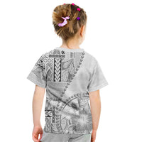 Samoa Siapo Elegant Kid T Shirt Hibiscus White Motifs - Polynesian Pride