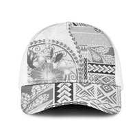 Samoa Siapo Elegant Mesh Trucker Cap Hibiscus White Motifs - Polynesian Pride