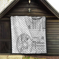 Samoa Siapo Elegant Quilt Hibiscus White Motifs - Polynesian Pride