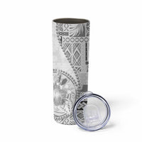 Samoa Siapo Elegant Skinny Tumbler Hibiscus White Motifs - Polynesian Pride