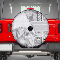 Samoa Siapo Elegant Spare Tire Cover Hibiscus White Motifs - Polynesian Pride