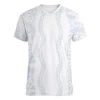 Samoa Lotu Tamaiti Women V-Neck T-Shirt Teuila With Tribal Motifs LT05 Female White - Polynesian Pride