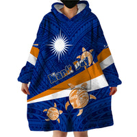 Personalized Marshall Islands Wearable Blanket Hoodie Manit Day Coat Of Arms With Polynesian Turtle LT05 - Polynesian Pride