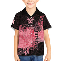 Breast Cancer Family Matching Mermaid Dress and Hawaiian Shirt Survivor Polynesian Ribbon Butterfly LT05 Son's Shirt Pink - Polynesian Pride