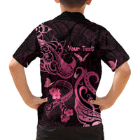 Personalized Breast Cancer Awareness Family Matching Long Sleeve Bodycon Dress and Hawaiian Shirt Ribbon Polynesian Pattern Black Version LT05 - Polynesian Pride