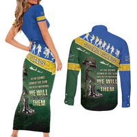 Solomon Islands Remembrance Day Couples Matching Short Sleeve Bodycon Dress and Long Sleeve Button Shirt Lest We Forget LT05 - Polynesian Pride