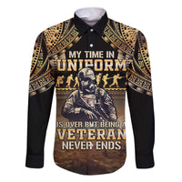 Polynesia Veterans Day Family Matching Off The Shoulder Long Sleeve Dress and Hawaiian Shirt Thank You Veterans Polynesian Pattern