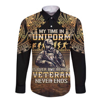 Polynesia Veterans Day Long Sleeve Button Shirt Thank You Veterans Polynesian Pattern