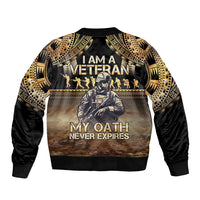 Polynesia Veterans Day Sleeve Zip Bomber Jacket Thank You Veterans Polynesian Pattern