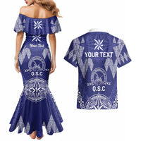 Personalised Queen Salote College Centenary Couples Matching Mermaid Dress and Hawaiian Shirt Tongan Kupesi Pattern - Polynesian Pride