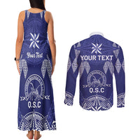 Personalised Queen Salote College Centenary Couples Matching Tank Maxi Dress and Long Sleeve Button Shirt Tongan Kupesi Pattern - Polynesian Pride