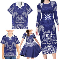 Personalised Queen Salote College Centenary Family Matching Long Sleeve Bodycon Dress and Hawaiian Shirt Tongan Kupesi Pattern - Polynesian Pride