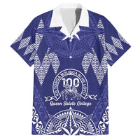Personalised Queen Salote College Centenary Family Matching Off The Shoulder Long Sleeve Dress and Hawaiian Shirt Tongan Kupesi Pattern - Polynesian Pride