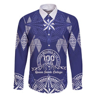 Personalised Queen Salote College Centenary Family Matching Off The Shoulder Long Sleeve Dress and Hawaiian Shirt Tongan Kupesi Pattern - Polynesian Pride