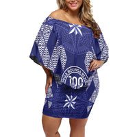 Personalised Queen Salote College Centenary Family Matching Off Shoulder Short Dress and Hawaiian Shirt Tongan Kupesi Pattern - Polynesian Pride