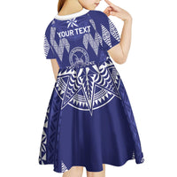 Personalised Queen Salote College Centenary Kid Short Sleeve Dress Tongan Kupesi Pattern - Polynesian Pride