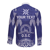 Personalised Queen Salote College Centenary Long Sleeve Button Shirt Tongan Kupesi Pattern - Polynesian Pride