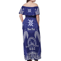 Personalised Queen Salote College Centenary Off Shoulder Maxi Dress Tongan Kupesi Pattern - Polynesian Pride