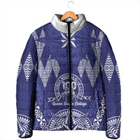 Personalised Queen Salote College Centenary Padded Jacket Tongan Kupesi Pattern - Polynesian Pride