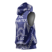 Personalised Queen Salote College Centenary Sleeveless Hoodie Tongan Kupesi Pattern - Polynesian Pride