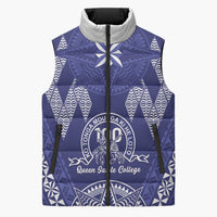 Personalised Queen Salote College Centenary Sleeveless Puffer Jacket Tongan Kupesi Pattern - Polynesian Pride