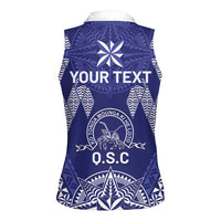 Personalised Queen Salote College Centenary Women Sleeveless Polo Shirt Tongan Kupesi Pattern - Polynesian Pride