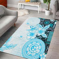 Fiji Area Rug Masi Tapa Pattern Blue LT05 - Polynesian Pride
