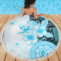 Fiji Beach Blanket Masi Tapa Pattern Blue LT05 - Polynesian Pride