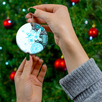 Fiji Ceramic Ornament Masi Tapa Pattern Blue LT05 - Polynesian Pride