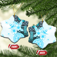 Fiji Ceramic Ornament Masi Tapa Pattern Blue LT05 Snow Flake Blue - Polynesian Pride
