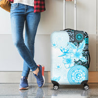 Fiji Luggage Cover Masi Tapa Pattern Blue LT05 - Polynesian Pride