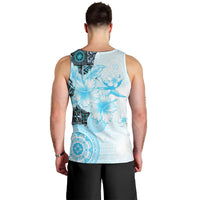 Fiji Men Tank Top Masi Tapa Pattern Blue LT05 - Polynesian Pride