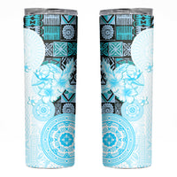 Fiji Skinny Tumbler Masi Tapa Pattern Blue