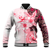 Fiji Baseball Jacket Masi Tapa Pattern Red LT05 Unisex Red - Polynesian Pride