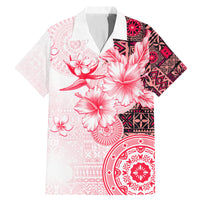 Fiji Family Matching Mermaid Dress and Hawaiian Shirt Masi Tapa Pattern Red LT05 Dad's Shirt - Short Sleeve Red - Polynesian Pride