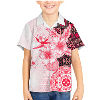Fiji Family Matching Mermaid Dress and Hawaiian Shirt Masi Tapa Pattern Red LT05 Son's Shirt Red - Polynesian Pride