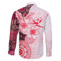 Fiji Family Matching Off Shoulder Short Dress and Hawaiian Shirt Masi Tapa Pattern Red LT05 - Polynesian Pride