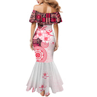 Fiji Mermaid Dress Masi Tapa Pattern Red LT05 - Polynesian Pride