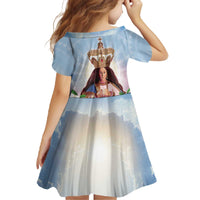 Guam Patroness Family Matching Off The Shoulder Long Sleeve Dress and Hawaiian Shirt The Legend Santa Marian Kamalen